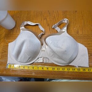 Vanity Fair Beauty Back Full Figure T-Shirt Bra 42D Beige Lace Accents Stretch